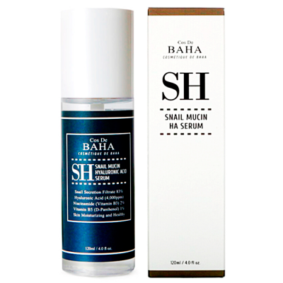 COS DE BAHA Сыворотка для лица с муцином улитки. Snail mucin hyalronic acid serum (SH), 120 мл.