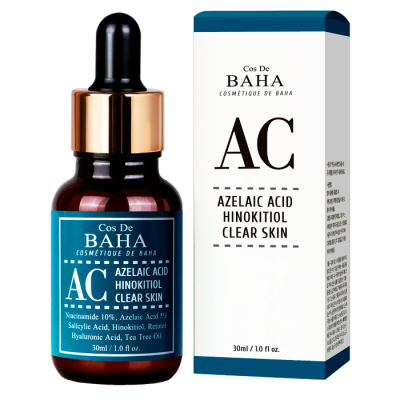 COS DE BAHA Сыворотка с азелаиновой кислотой. Azelaic acid hinokitiol clear skin serum (AC), 30 мл.